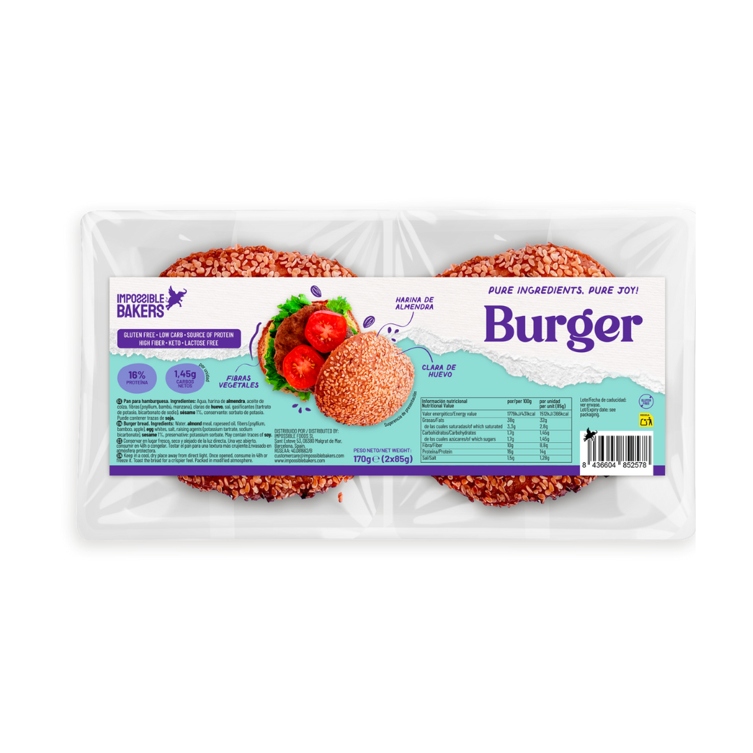 envase Pan Burger Low - Carb y Gluten - Free