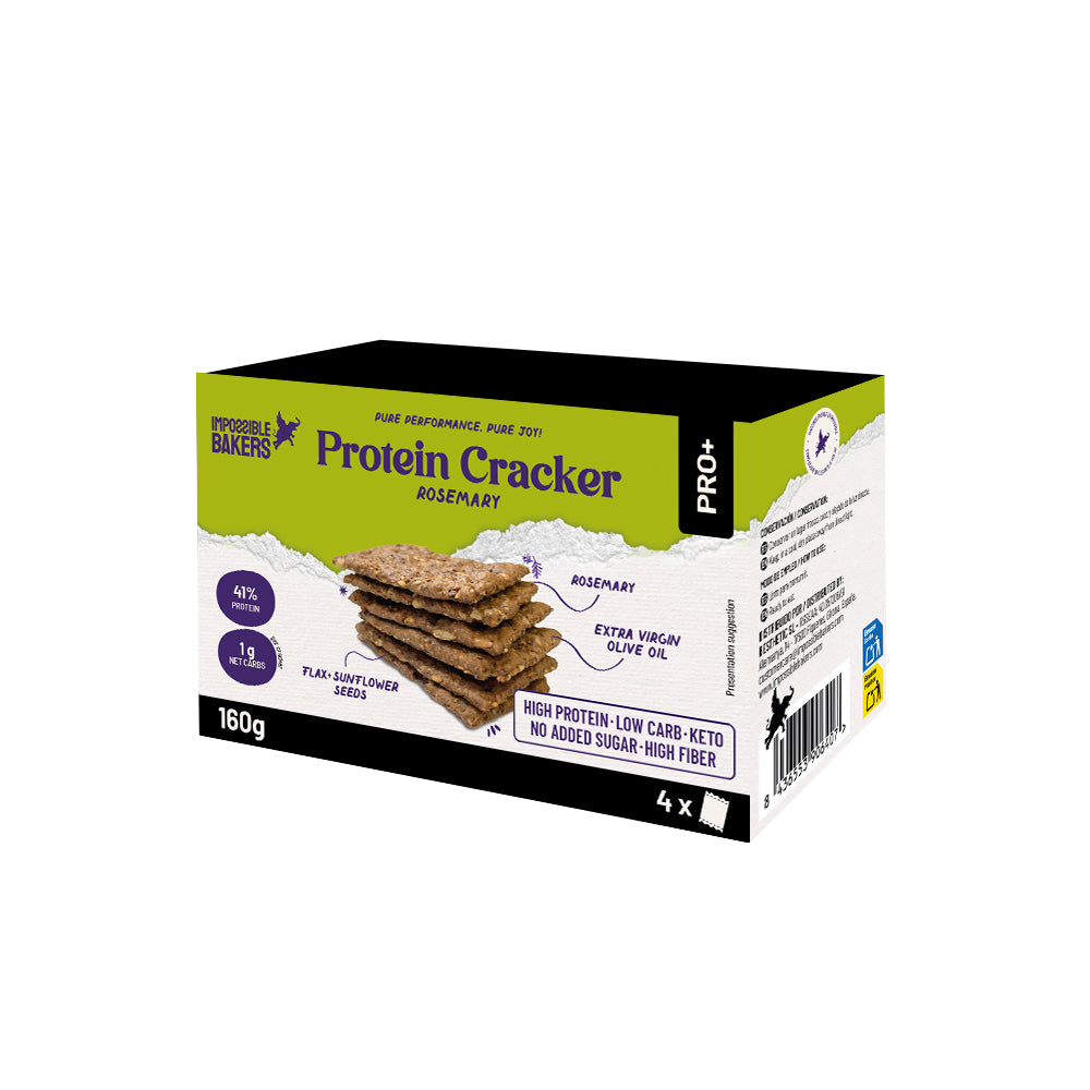 Crackers proteicos sin azúcares añadidos con romero.